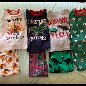 Dinosaur Christmas pajamas and thanksgiving pajamas 3T